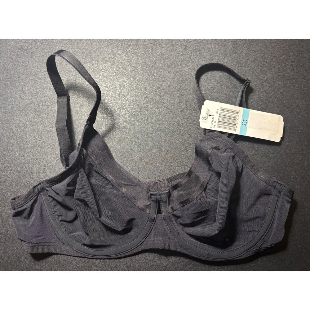NEW Paramour Ethereal Black Unlined Sheer Mesh Underwire Bra‎ 32C 115159 NWT